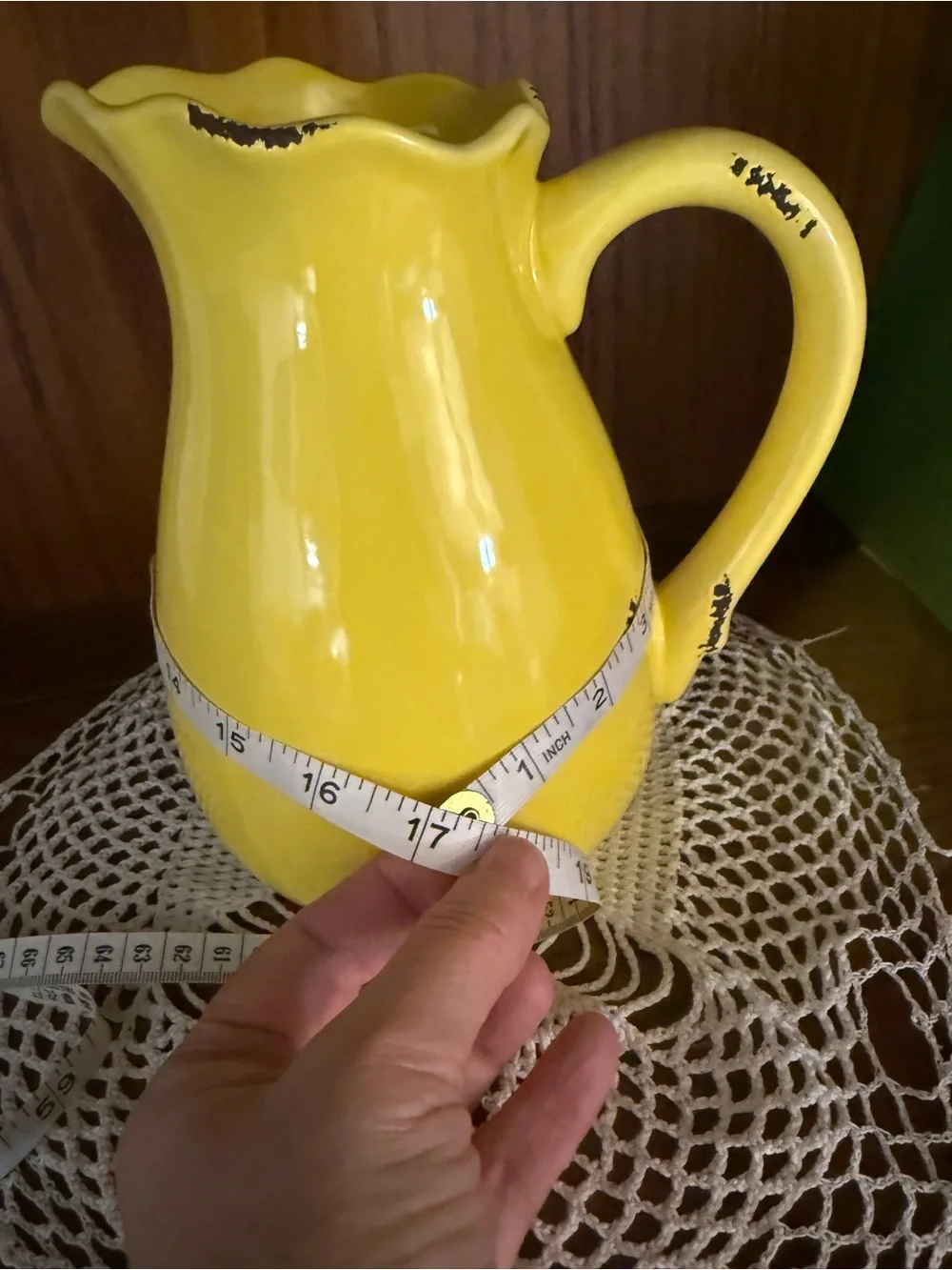 Sunny Yellow Ceramic Pitcher Decorative Vase